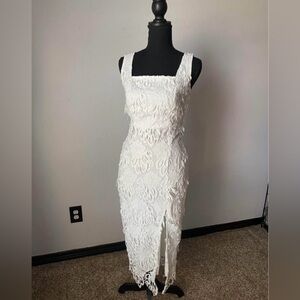 Just Me White Lace Midi Dress